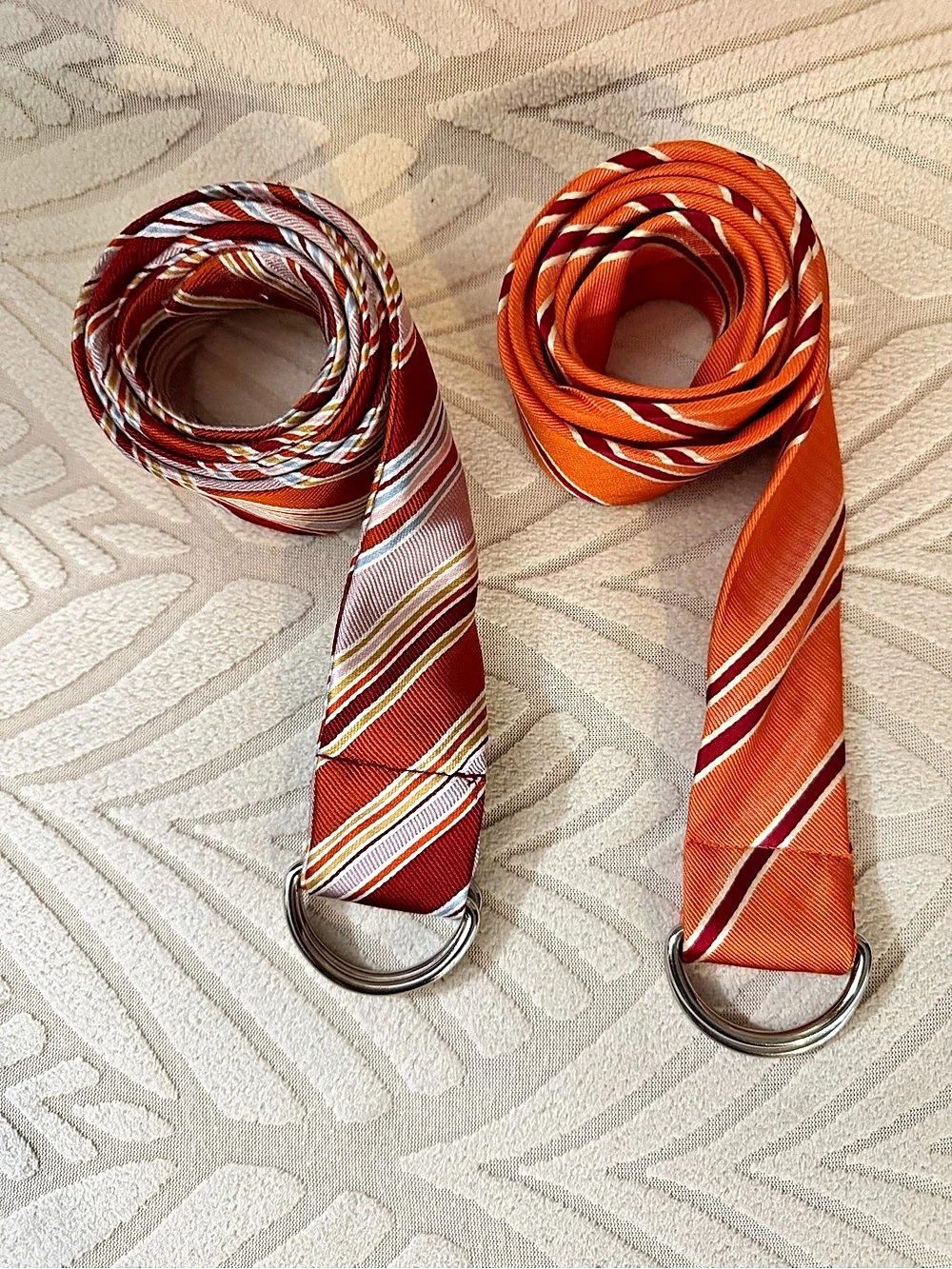 Old Navy Striped D-Ring Belt Bundle in Orange & Red, Size Large